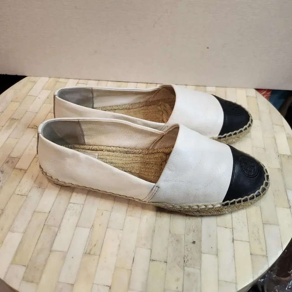 Tory Burch Leather Colorblock Espadrille Flats